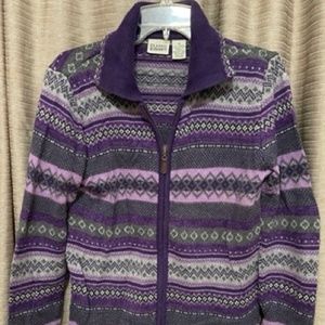 Classic Elements Small Purple and Gray Zip-up Cardigan Sweater